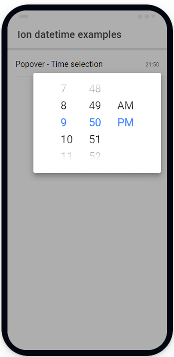 time picker in popover